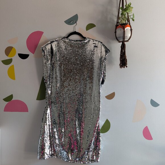Sequined Shoulder-Pad Dress - Picture 2 of 4